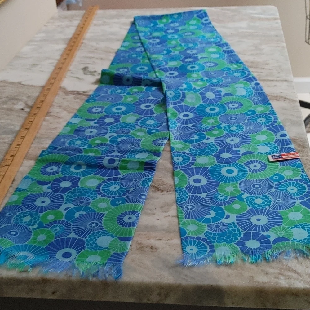 VTG Silk Ray Strauss Blue & Green Scarf